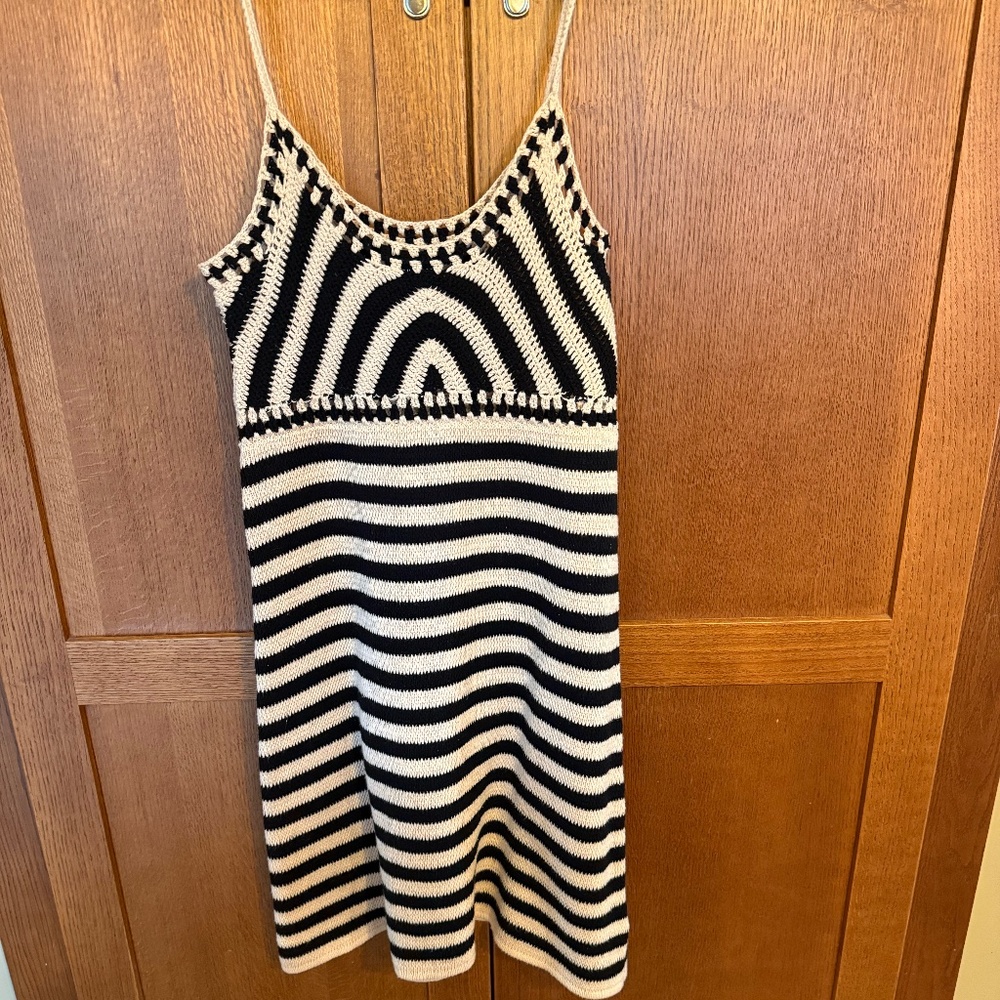 Miou Muse Black and Cream Crochet Dress SIZE SMALL